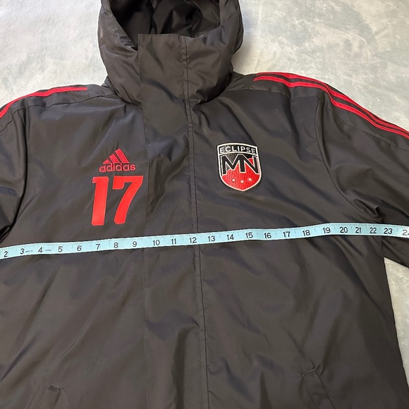 Adidas Long Stadium Sports Soccer Winter Coat Jacket Black Unisex X-Small - Picture 13 of 16